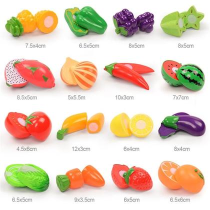 Imagem de Fruta de Brinquedo Com tiras autocolantes Comidinha Para Cortar Educativo Alimentos Vegetais