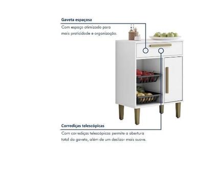 Imagem de Fruteira 1 Porta e 1 Gaveta Lorena Kaiki Móveis - Branco