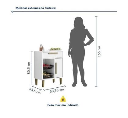 Imagem de Fruteira 1 Porta e 1 Gaveta Lorena Kaiki Móveis - Branco