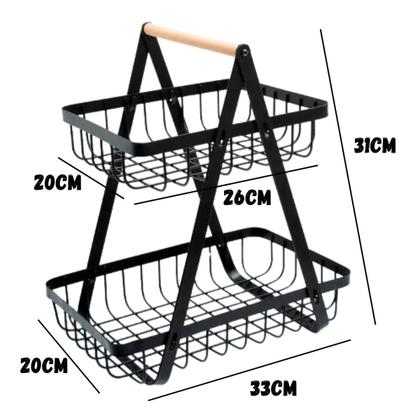 Imagem de Fruteira 2 Andares Média De Mesa Bancada Balcão 20CM X 31CM Multiuso Aramado Organizador Multiuso