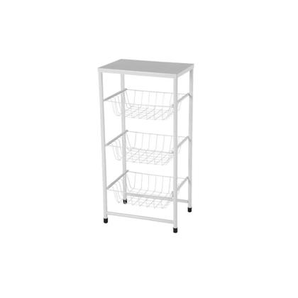 Imagem de Fruteira 3 Andares em Aço Carbono com Tampo Branco Estrutura Reforçada Compacta Moderna