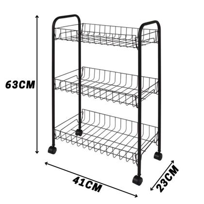 Imagem de Fruteira Aramada da Mor 3 Andares com Rodinha Leve Multiuso Compacta