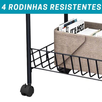 Imagem de Fruteira Aramada da Mor 3 Andares com Rodinha Leve Multiuso Compacta