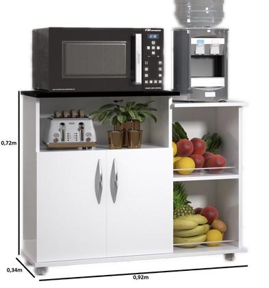 Imagem de Fruteira Armário 2 Portas Microondas Água Preto Cozinha