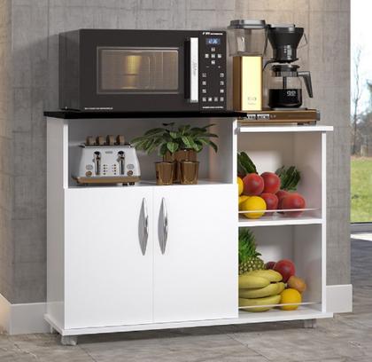 Imagem de Fruteira Armário Branco c/ Preto Base Utensílios Cozinha Multiuso