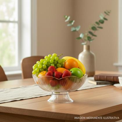 Imagem de Fruteira Centro de Mesa Pé Plastico Decoração Borda Dourada