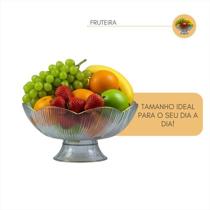 Imagem de Fruteira Centro de Mesa Pé Plastico Decoração Borda Dourada