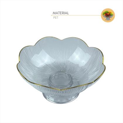 Imagem de Fruteira Centro de Mesa Pé Plastico Decoração Borda Dourada