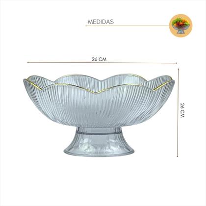 Imagem de Fruteira Centro de Mesa Pé Plastico Decoração Borda Dourada