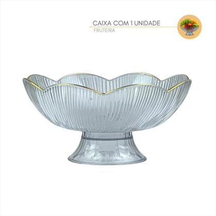Imagem de Fruteira Centro de Mesa Pé Plastico Decoração Borda Dourada