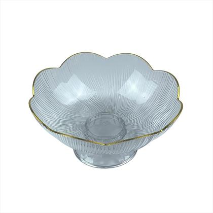 Imagem de Fruteira Centro de Mesa Pé Plastico Decoração Borda Dourada