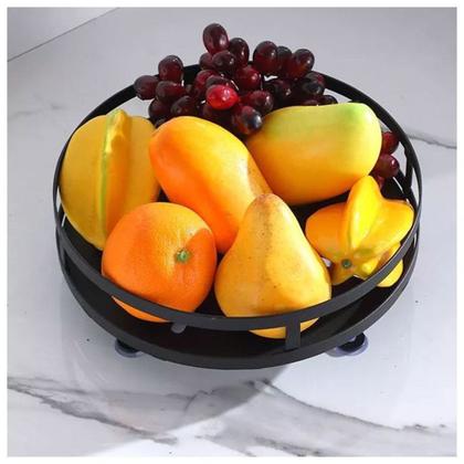 Imagem de Fruteira Cesto Organizador 2 Andares Giratorio Prateleira Porta Condimento Vinho Cozinha Banheiro Bancada Mesa Resistente Multiuso
