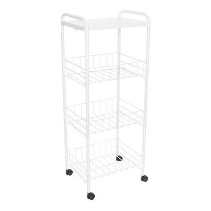 Fruteira Chão 3 Cestos Andares Metal Rodinhas Cozinha Branca - Metaltru Imagem de Fruteira Chão 3 Cestos Andares Metal Rodinhas Cozinha Branca