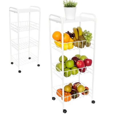 Fruteira Chão 3 Cestos Andares Metal Rodinhas Cozinha Branca - Metaltru Imagem de Fruteira Chão 3 Cestos Andares Metal Rodinhas Cozinha Branca