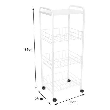Fruteira Chão 3 Cestos Andares Metal Rodinhas Cozinha Branca - Metaltru Imagem de Fruteira Chão 3 Cestos Andares Metal Rodinhas Cozinha Branca