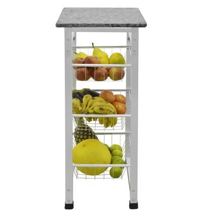 Imagem de Fruteira Chão Cozinha 3 Cestos Removíveis Tampo Granito