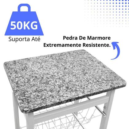 Imagem de Fruteira Chão Cozinha 3 Cestos Removíveis Tampo Granito