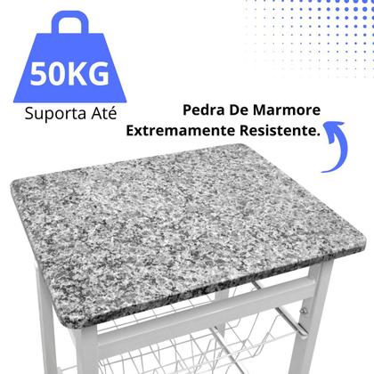 Imagem de Fruteira Chão Cozinha 3 Cestos Remóvives Aramado Com tampo de Pedra mármore Granito 