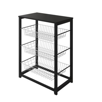Imagem de Fruteira Com Suporte Para Micro-Ondas Barcelona Aço Preto Cesto Branco Tampo Preto Cor: Preto