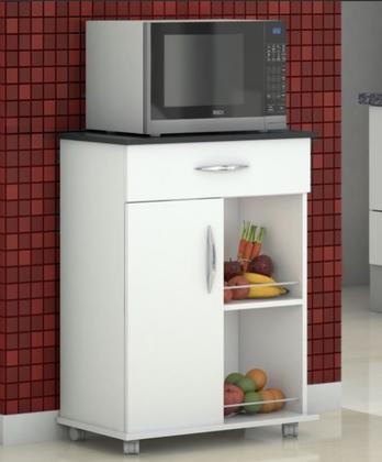 Imagem de Fruteira Cozinha 1 Gaveta 1 Porta  Armazenamento c/ Rodinhas Preto