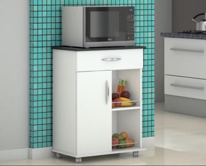 Imagem de Fruteira Cozinha 1 Gaveta 1 Porta  Armazenamento c/ Rodinhas Preto