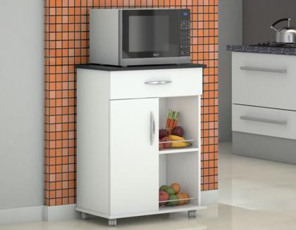 Imagem de Fruteira Cozinha 1 Gaveta 1 Porta  Armazenamento c/ Rodinhas Preto