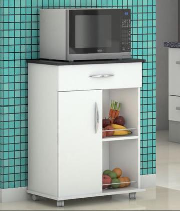 Imagem de Fruteira Cozinha 1 Gaveta 1 Porta  Armazenamento c/ Rodinhas Preto
