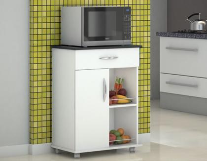 Imagem de Fruteira Cozinha Armário Branco c/ Apoio Preto Utensilios