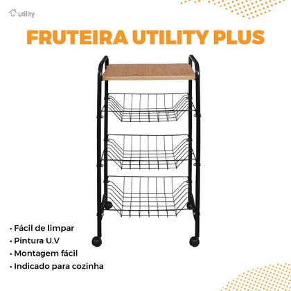 Imagem de Fruteira de Chão Cesta de Frutas Aramada Com Rodas Cozinha