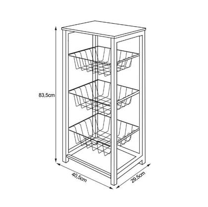 Imagem de Fruteira de Chão Cozinha Desmontada Aço Branco Cesto Branco Tampo Branco Madri