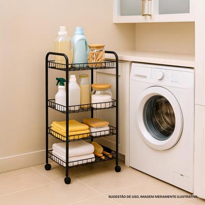 Imagem de Fruteira De Chão Em Aço 4 Andares Com Cestos Organizadores Porta Frutas Moderno, Resistente E Funcional Para Cozinha, Sala De Jantar E Área De Serviço