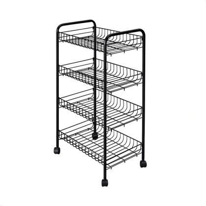 Imagem de Fruteira De Chão Em Aço 4 Andares Com Cestos Organizadores Porta Frutas Moderno, Resistente E Funcional Para Cozinha, Sala De Jantar E Área De Serviço