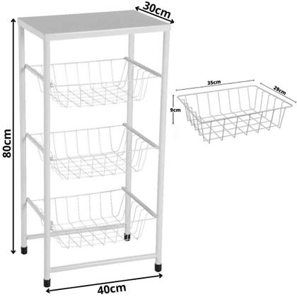 Imagem de Fruteira De Chão Para Cozinha Suporte Galão De Água Bebedouro Purificador Multiuso 3 Cestos Aramado Removíveis