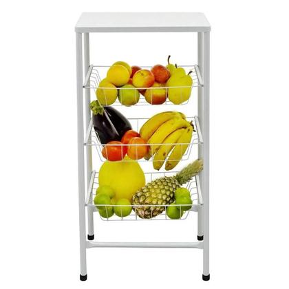 Imagem de Fruteira De Chão Para Cozinha Suporte Galão De Água Bebedouro Purificador Multiuso 3 Cestos Aramado Removíveis