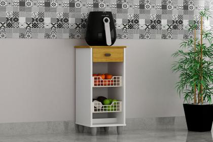Imagem de Fruteira de Cozinha Amora MDP 12mm com Cesto Dobrável  Suporta 35 kg
