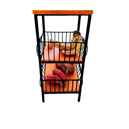 Imagem de Fruteira de Ferro e Madeira com Ladrilho Hidráulico 2 Andares Artesanais para sua Cozinha