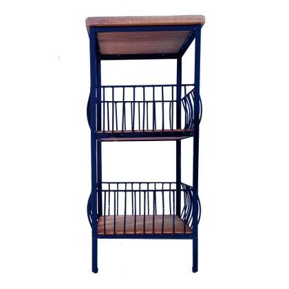 Imagem de Fruteira de Ferro e Madeira com Ladrilho Hidráulico 2 Andares Artesanais para sua Cozinha