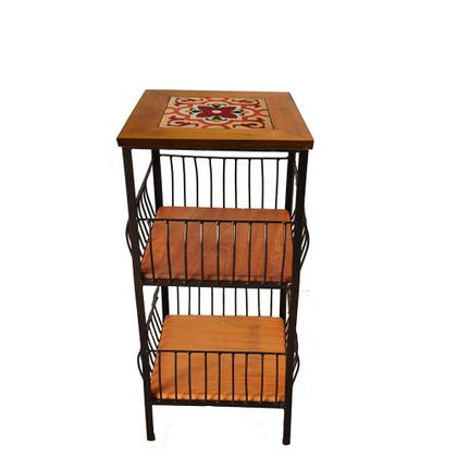 Imagem de Fruteira de Ferro e Madeira com Ladrilho Hidráulico 2 Andares Artesanais para sua Cozinha