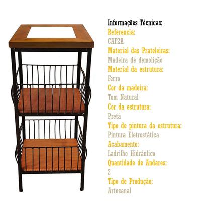 Imagem de Fruteira de Ferro e Madeira com Ladrilho Hidráulico 2 Andares Artesanais para sua Cozinha