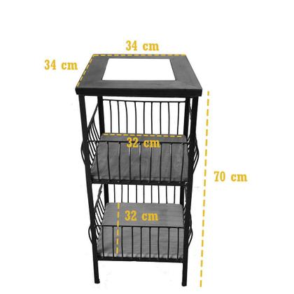 Imagem de Fruteira de Ferro e Madeira com Ladrilho Hidráulico 2 Andares Artesanais para sua Cozinha