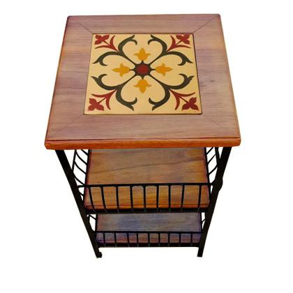 Imagem de Fruteira de Ferro e Madeira com Ladrilho Hidráulico 2 Andares Artesanais para sua Cozinha