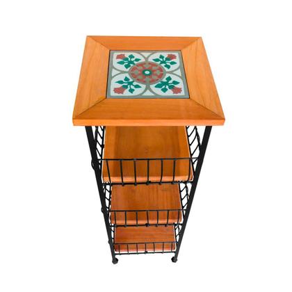 Imagem de Fruteira de Madeira Rústica 3 Andares com Ladrilho Organizador Decorativo