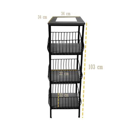 Imagem de Fruteira de Madeira Rústica 3 Andares com Ladrilho Organizador Decorativo