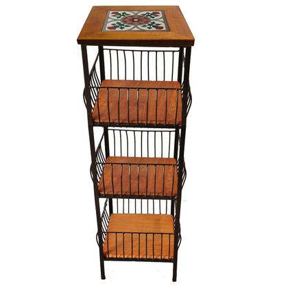 Imagem de Fruteira de Madeira Rústica 3 Andares com Ladrilho Organizador Decorativo