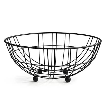 Imagem de Fruteira de Mesa Aramada BSMIX Metal Preto Fosco Porta Frutas Bancada Cozinha
