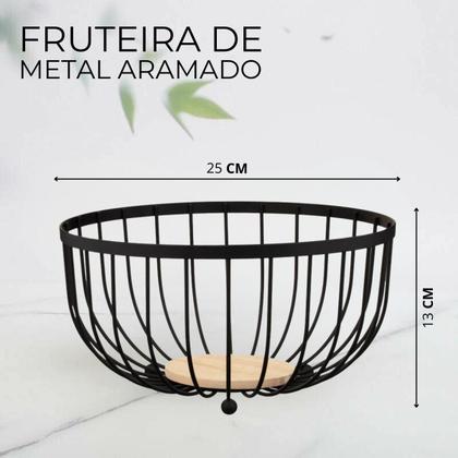 Imagem de Fruteira de Mesa, Copa e Cozinha - Metal Aramado Preto