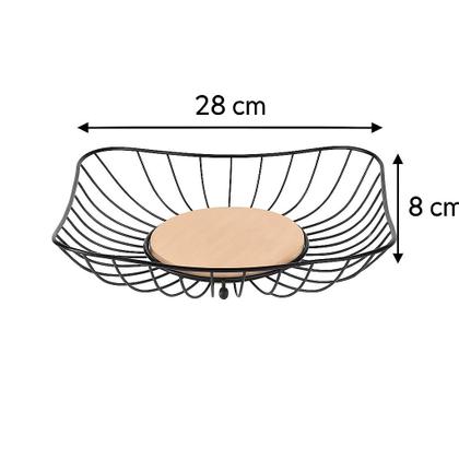 Imagem de Fruteira de Mesa De Metal e Madeira Cesta Cesto Multiuso