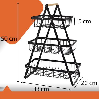 Imagem de Fruteira De Mesa Organizador Cesto Frutas Cozinha Multiuso Metal 3 andares Legumes Aramado