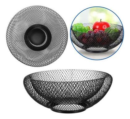Imagem de Fruteira Mesa Cesta De Frutas Aramado Metalizado Preto