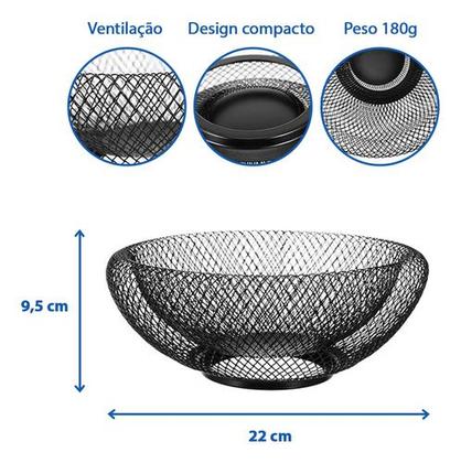 Imagem de Fruteira Mesa Cesta De Frutas Aramado Metalizado Preto
